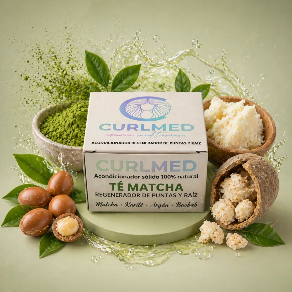 CurlMed Acondicionador Sólido Regenerador Puntas y Raíz Té Matcha 80g - Imagen 7